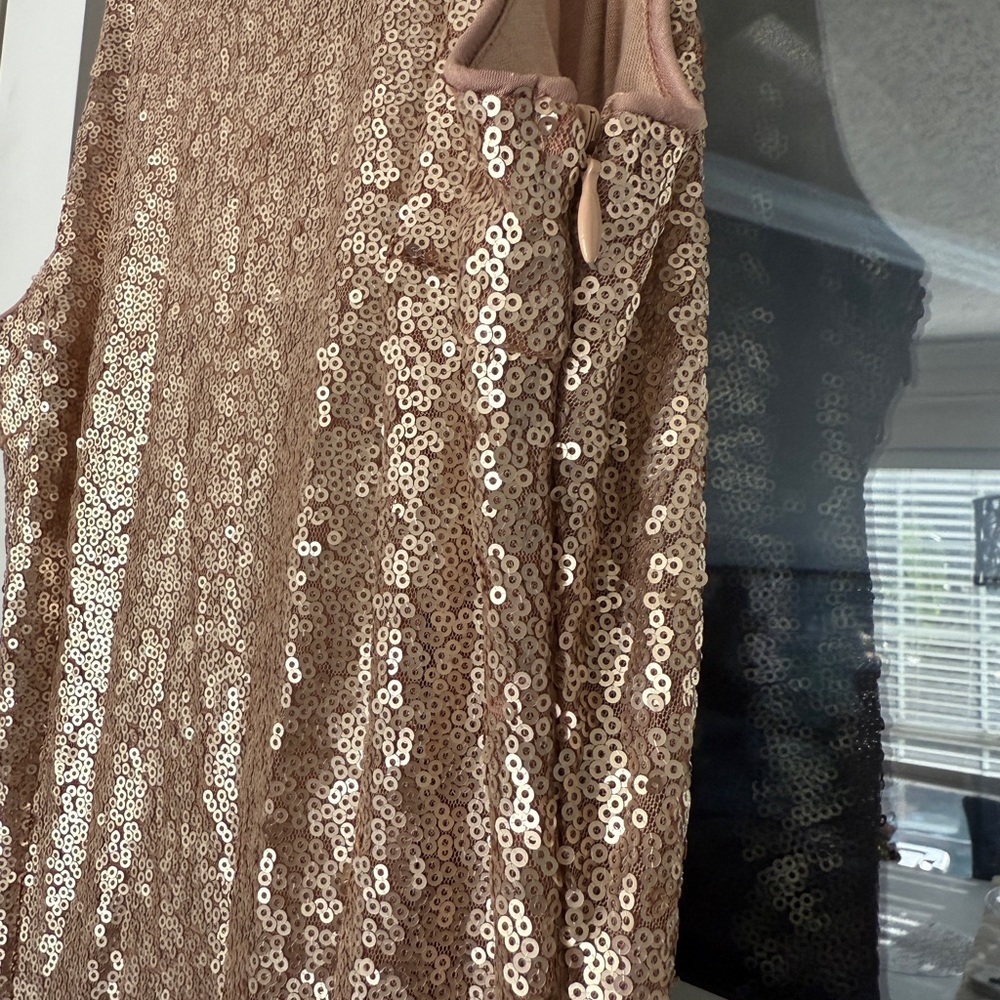 Lulus Slink and Wink Matte Rose Gold Sequin Maxi Dress- small - Picture 11 of 16
